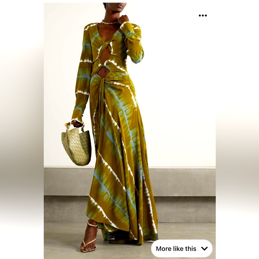 ALTUZARRA Helenos twist-front cutout tie-dyed silk crepe de chine maxi dress.